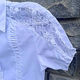 Блуза шкільна біла, короткий рукав з гіпюром, фото 6