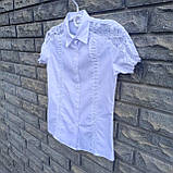 Блуза шкільна біла, короткий рукав з гіпюром, фото 4