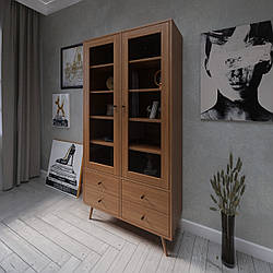 Дерев'яний сервант "Ліон" в спальню з двома дверцями та чотирьма шухлядами