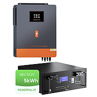 Сонячна зарядна станція 5 кВт з гібридним інвертором 6.2 кВт та акумулятором 5кВт