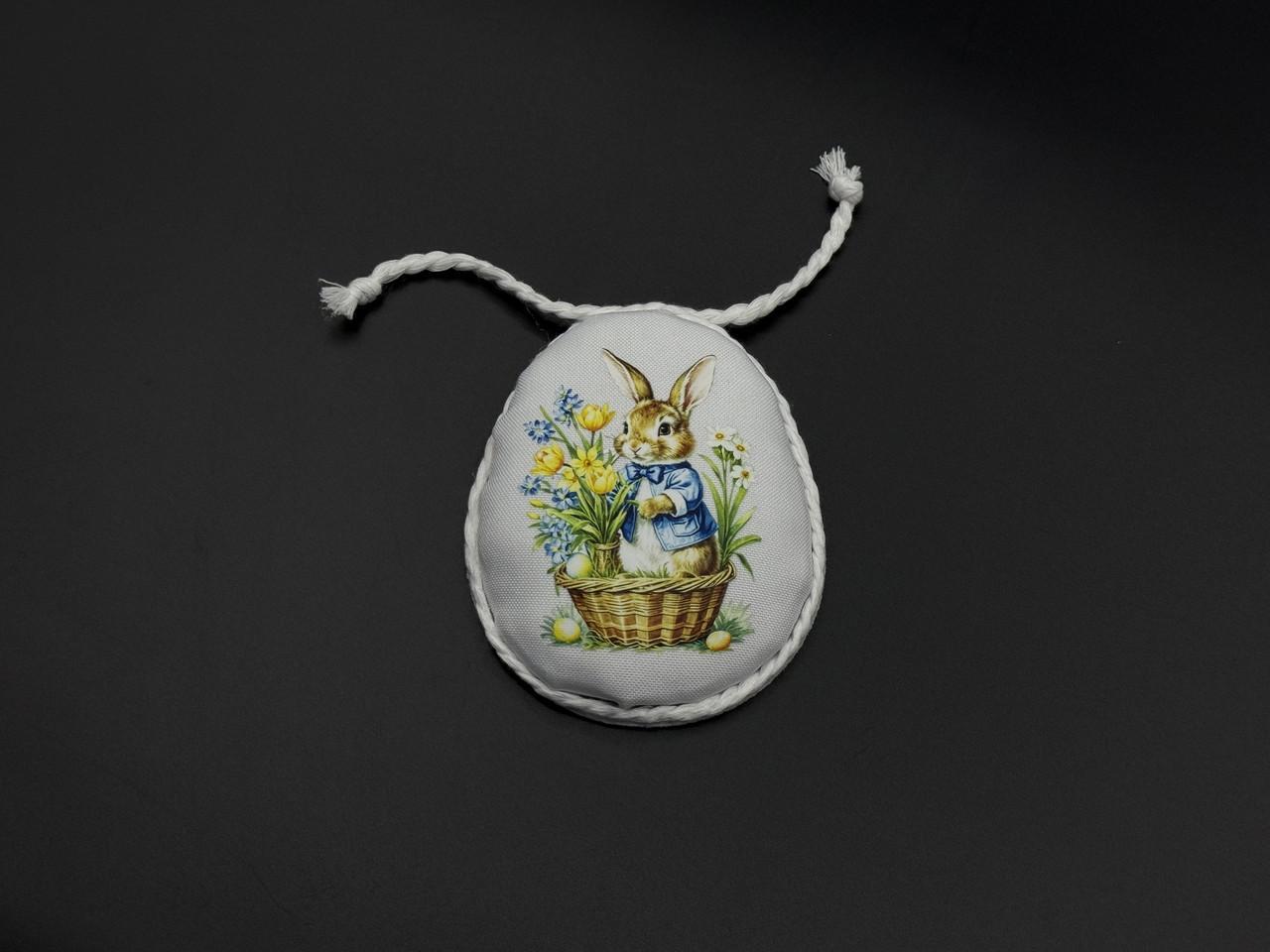 Тканинна підвіска Великодня зайчик. 10х8см