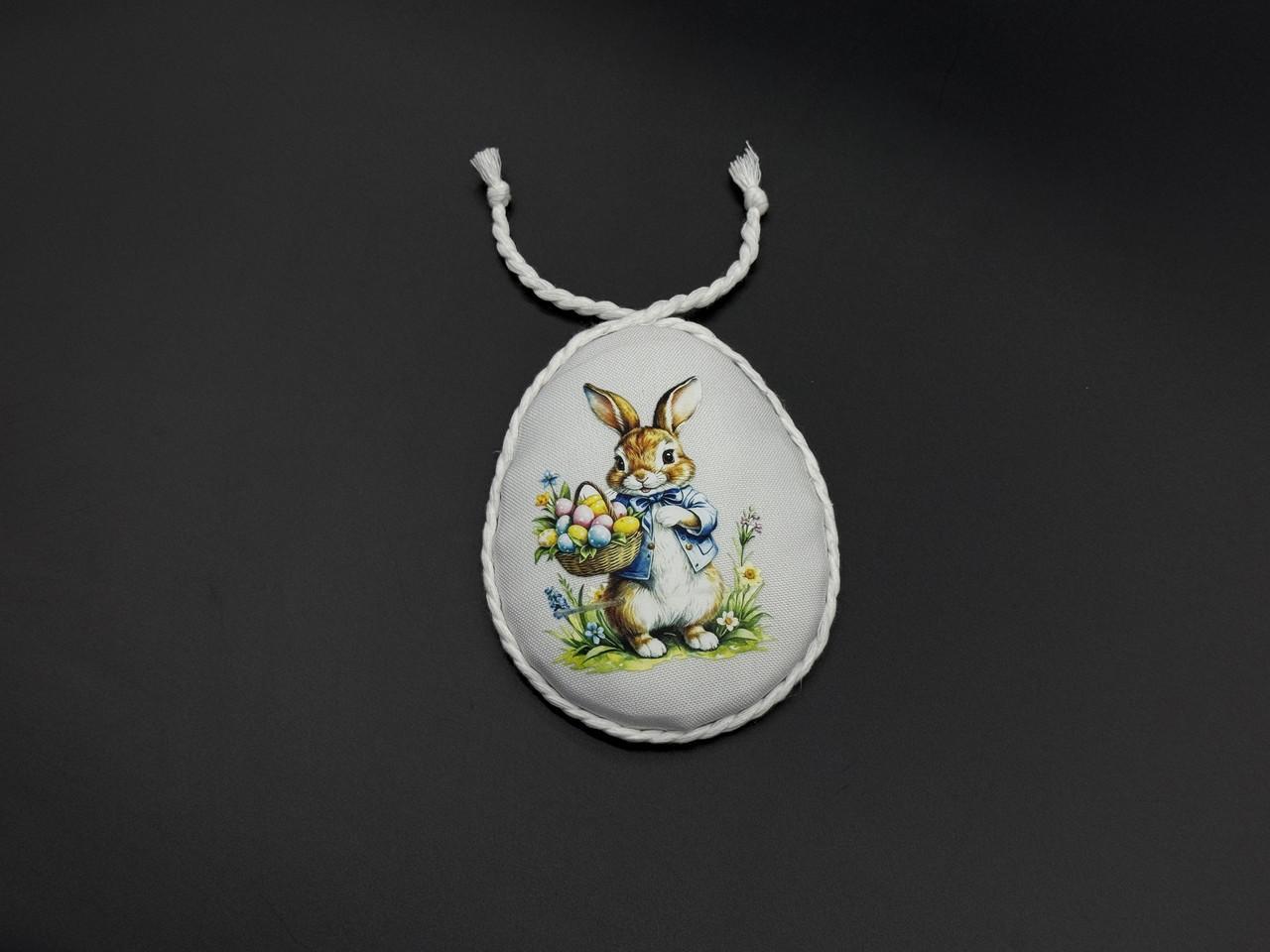 Тканинна підвіска Великодня зайчик. 10х8см