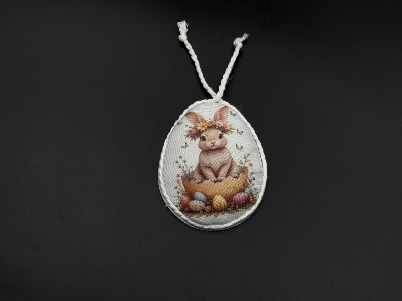 Тканинна підвіска Великодня зайчик. 10х8см