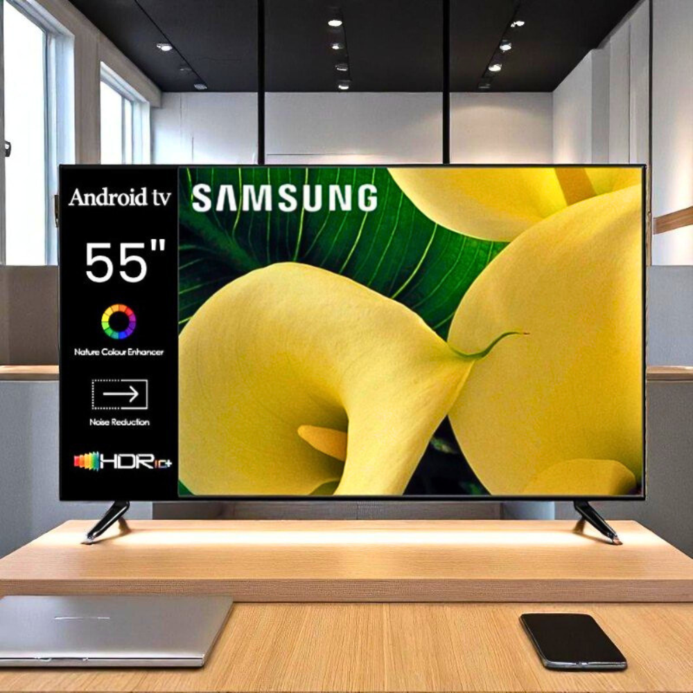 Плазмовий LED телевізор 55 дюймів Samsung 4K Ultra HD з Wi-Fi та Bluetooth Великий телевізор на Android 14, фото 1