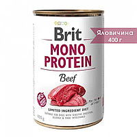 Вологий, консервований корм для собак Brit Mono Protein Beef яловичина 400 г, Бріт Моно консерва собача