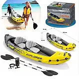 💙Надувний човен-байдарка двомісна Intex 68307 "EXPLORER-K2 KAYAK" кайак з 2 веслами та ручним насосом, Жовтий, фото 5