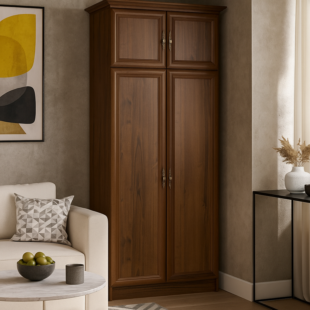 Класична маленька розпашна дводверна міні шафа для одягу у вітальню, зал 80 см Барон Мебель Сервіс, фото 1