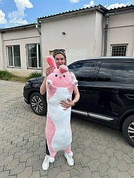 Іграшка обіймашка подушка заєць рожевий (120 см) 2 в 1 krd0217