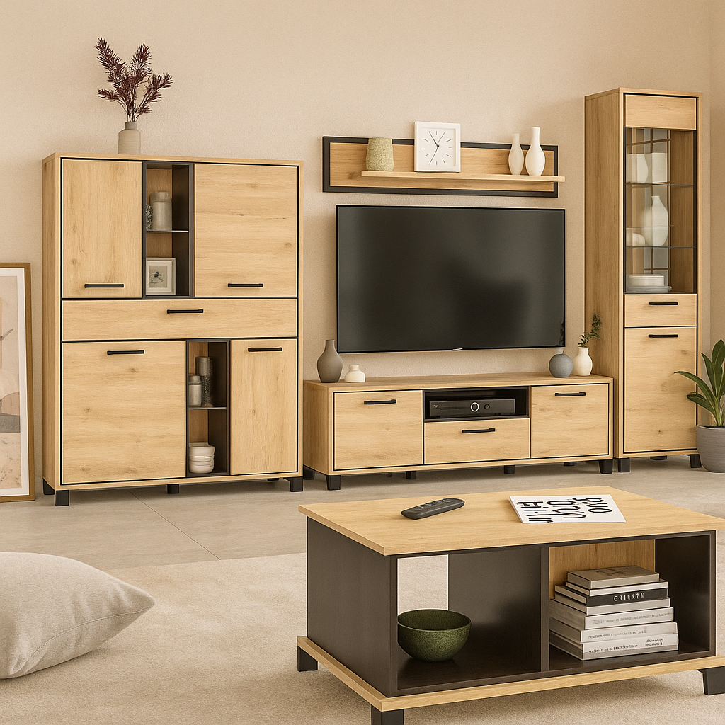 Сучасні модульні меблі під телевізор для вітальні в стилі модерн Велс 332 см Мебель Сервіс, фото 1