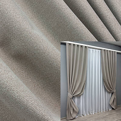 Комплект штор (2шт. 1,5х2,7м.) льон блекаут однотонний. Колір сірий. Код 1798ш 33-0765