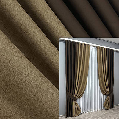 Комбіновані (2шт. 1,5х2,7м.) штори, блекаут двосторонній. Колір венге з мигдальним. Код 014дк (1795ш) 11-0259