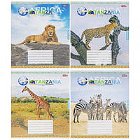 Зошит шкільний 18 аркушів лінія, серія "Дикі тварини - Танзанія", білизна 100%