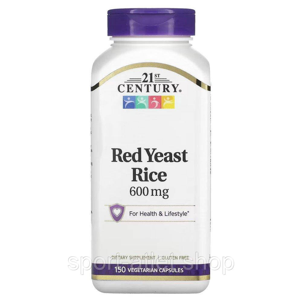 Червоний дріжджовий рис 21st Century Red Yeast Rice 600 mg, 150 вегакапсул, фото 1