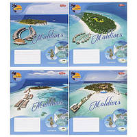 Зошит шкільний 18 аркушів клітка, серія "Мальдіви", білизна 100%