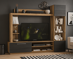 Вузька в скандинавському стилі міні стінка гірка під телевізор у вітальню зал 2 метри Тренто Мебель Сервіс дуб барокко/північне дерево