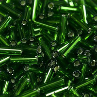 Бісер чеський Preciosa Стеклярус блискучий 921 / 57120 розмір 3" 7 мм Зелений 5 грам