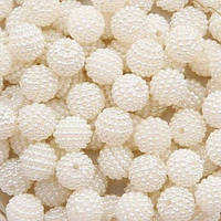 Бусини "" Малинка" пластик 12 мм 250 грамів приблизно 375 шт. колір айворі