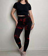 Лосины мраморные черные