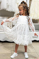 ОПТОМ Плаття молочне в мереживні букетики з оборкою (104 см)  Serkon 8682857237635