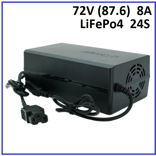 Зарядний пристрій Powermaster для LiFePo4 72V (87.6) 24S до 8A штекер 3-pin C13, фото 1