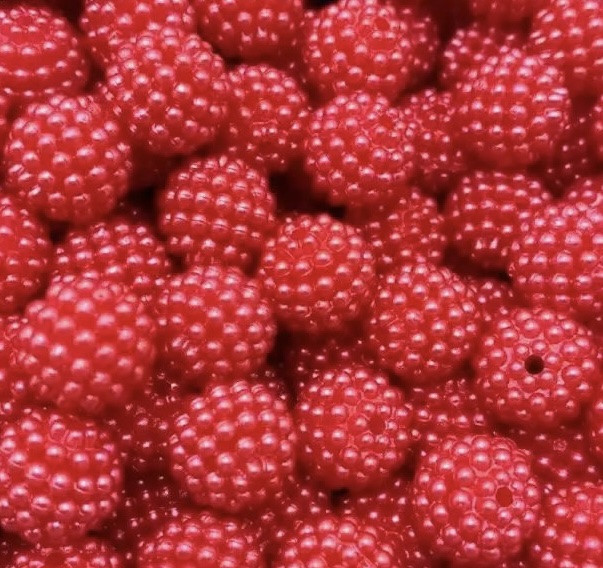 Бусини "" Малинка" пластик 12 мм 20 грамів приблизно 30 шт. колір червоний