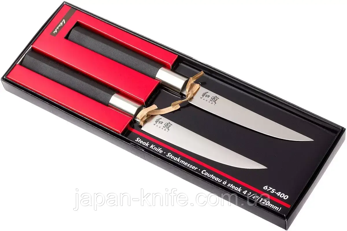 Набір з 2-х ножів для стейка KAI WASABI Black 67S-400, фото 1