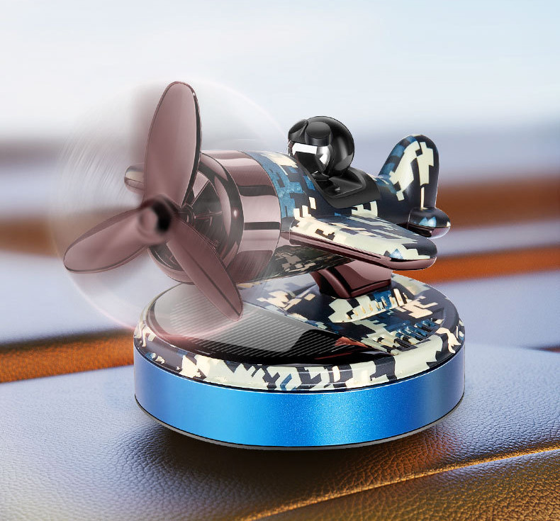 Ароматизатор в авто Літак на сонячних батареях із обертовим пропелером, фото 1