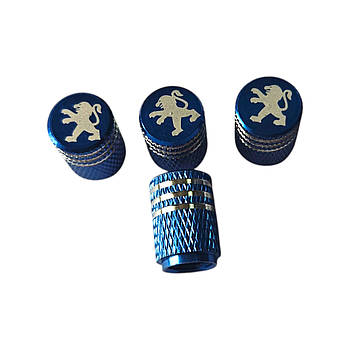 Металеві ковпачки на ніпель з логотипом Peugeot синій