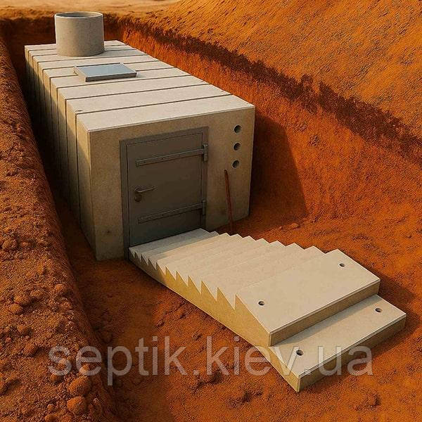 Бомбосховище 15.5 м² для 18 осіб для приватних будинків та підприємств для підземної та напівпідземної установки