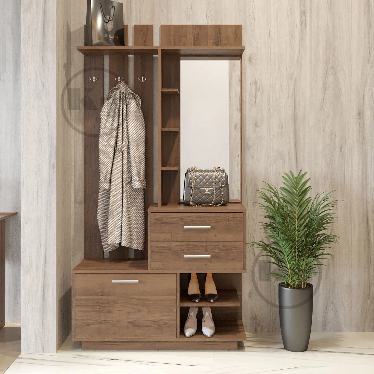 Сучасна передпокій у коридор із дзеркалом та гачками Єва Компаніт, фото 1