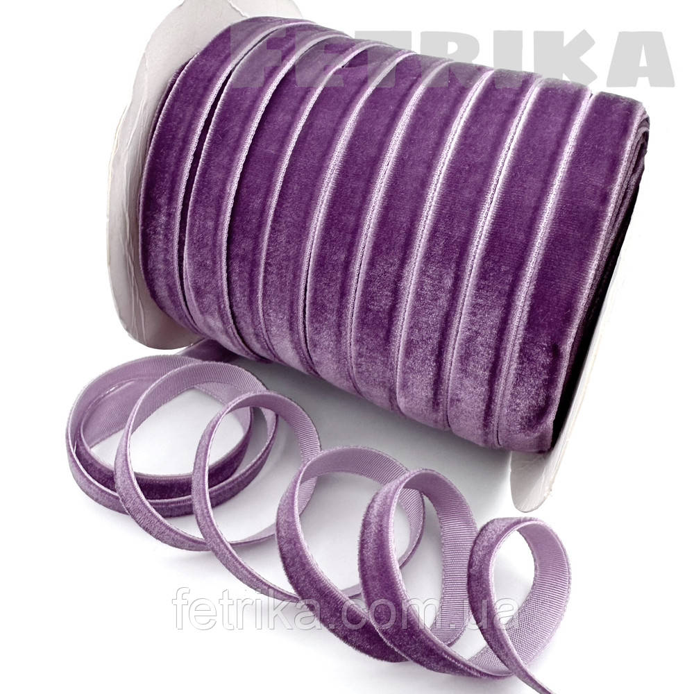 Стрічка оксамитова 1 см, сливова, фото 1