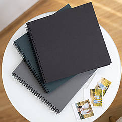 Альбом DIY з чорними сторінками, чорна тверда обкладинка 25х24 см.