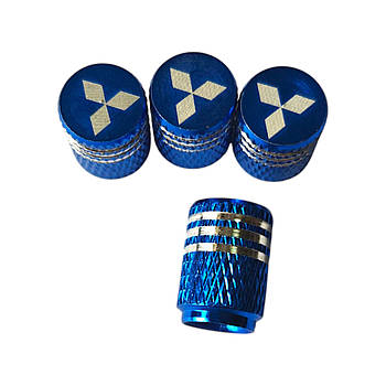 Металеві ковпачки на ніпель з логотипом Mitsubishi синій