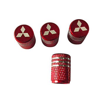 Металеві ковпачки на ніпель з логотипом Mitsubishi червоний