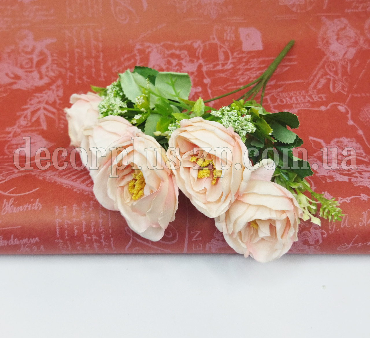 Букет " Троянда чайна" (5 гілок) , персиково-рожева, фото 1