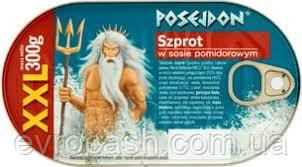Шпроти Posejdon в томатному соусі XXL жб 300 гр, фото 1