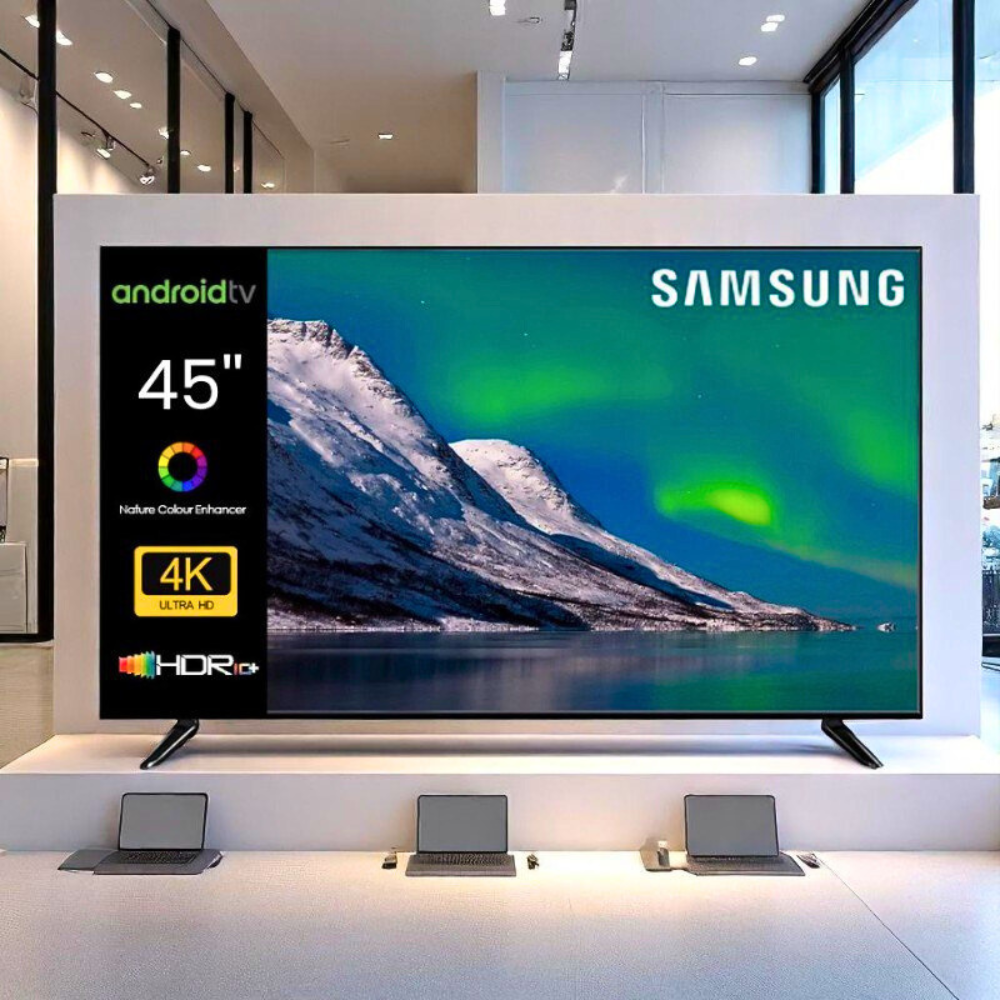 Плазмовий LED телевізор Samsung 4K UHD Smart TV Bluetooth Wi-Fi Android 14 Телевізор 45 дюймів з кронштейном, фото 1
