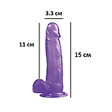 Фалоімітатор для вагінальної стимуляції, Фіолетовий фалос 15 см, Ділдо реаліст з присоскою, Інтимні іграшки, фото 4