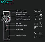 Професійна машинка для стрижки VGR V-001 з LED-дисплеєм і 10 насадками, Зелений, фото 6