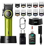 Професійна машинка для стрижки VGR V-001 з LED-дисплеєм і 10 насадками, Зелений, фото 10