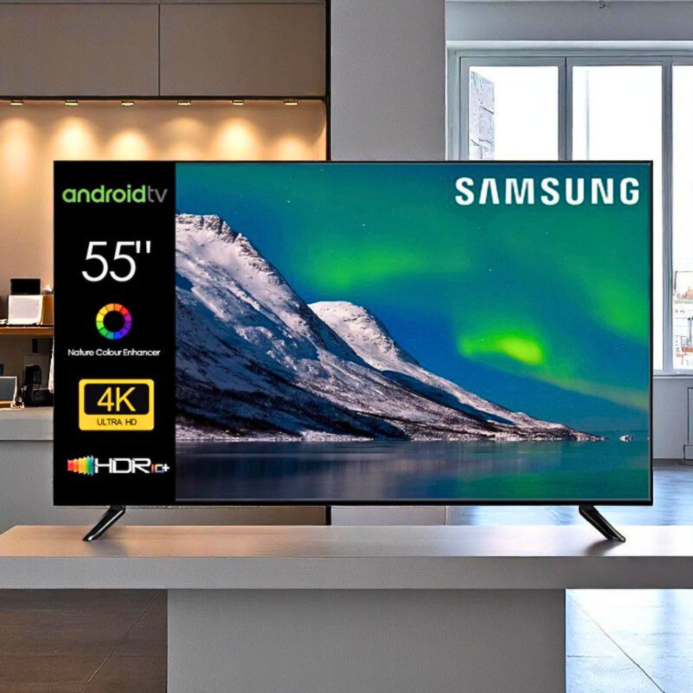 Телевізор з Wi-Fi та Bluetooth Samsung Smart TV 4K UltraHD Великий телевізор на Android 14 LED плазма 55 дюймів, фото 1
