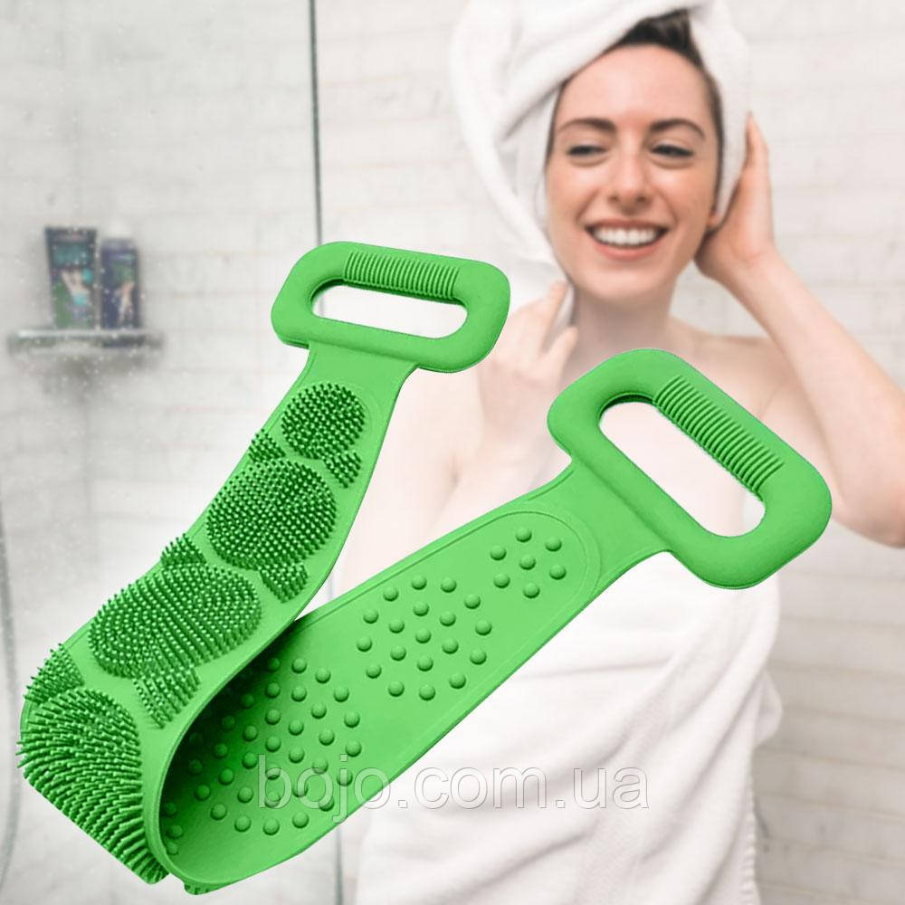 Силіконова мочалка-масажер для тіла Silicon Bath Towel, Зелений