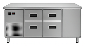 Холодильний стіл 1 дверка та 4 скрині лівий агрегат (1860х700 мм) Tehma