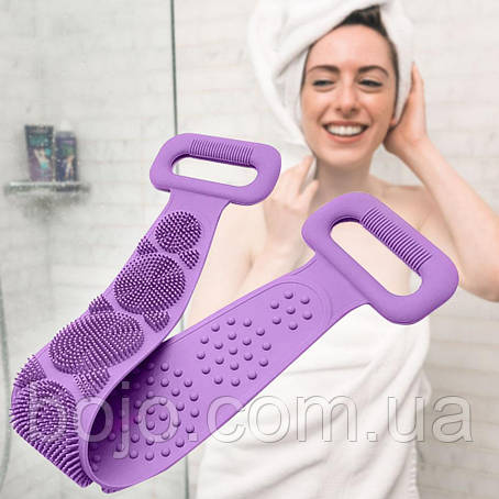Силіконова мочалка-масажер для тіла Silicon Bath Towel, Фіолетовий, фото 1