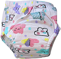 Тренувальні трусики для дітей  | багаторазові підгузки, розмір 90см (6-11кг), 1шт (хмарки)