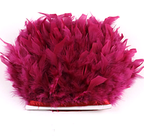 Перова тасьма з пір'я індичка. Колір Бордо. Перо 12-17 см. Ціна за 0,5 м.