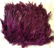 Перова тасьма з пір'я індичка Колір Темно бордовий Перо 12-17 см Ціна за 0,5 м