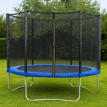 Батут стрибковий дитячий Sky Jump 312 см + захисна сітка, 10 футів Синій
