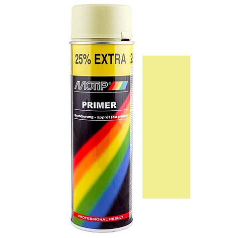 Акриловий ґрунт спрей жовтий Motip Primer Spray Yellow 500мл, фото 1