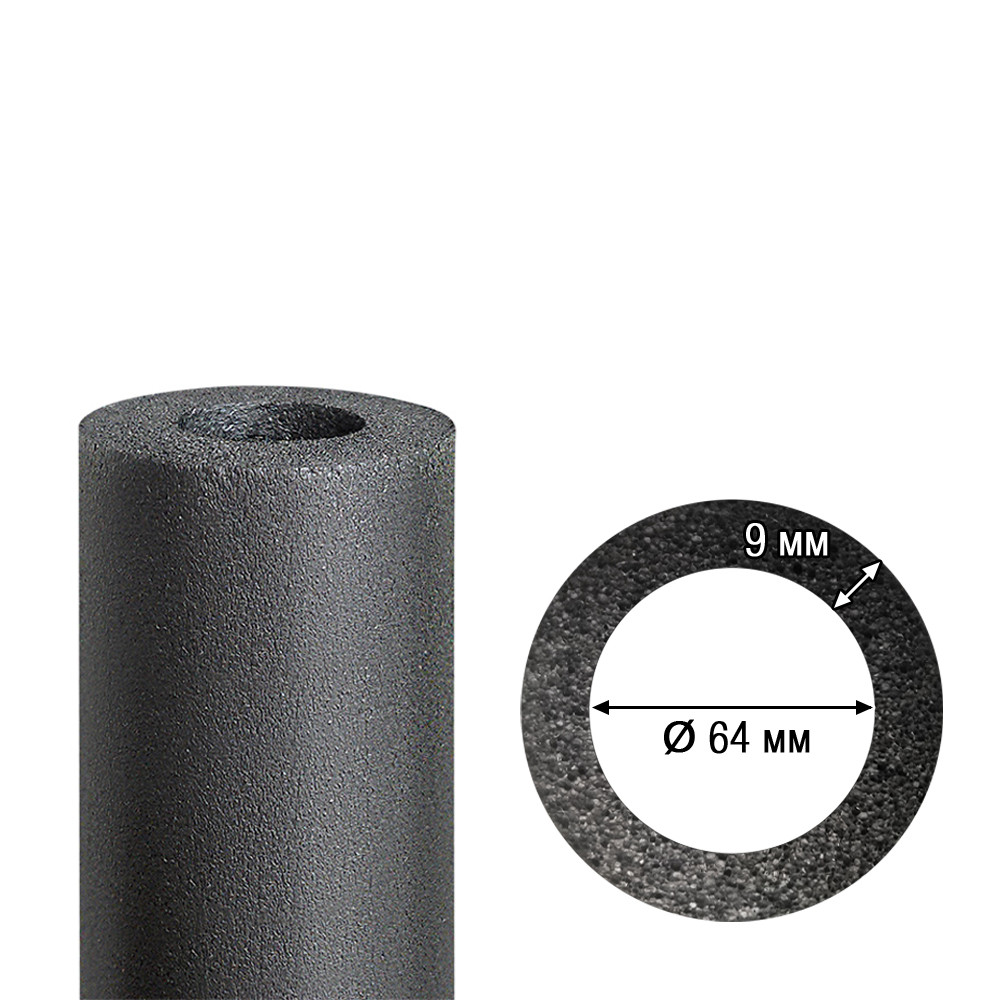 Каучукова ізоляція для труб Ø64 мм, товщина ізоляції 9 мм, фото 1